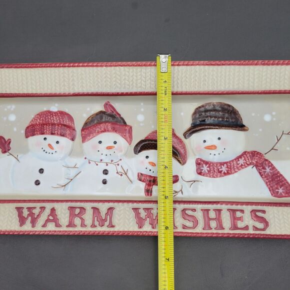 St Nicholas Square Warm Wishes Cookie Snack Tray Snowmen Winter Vtg - Picture 3 of 6